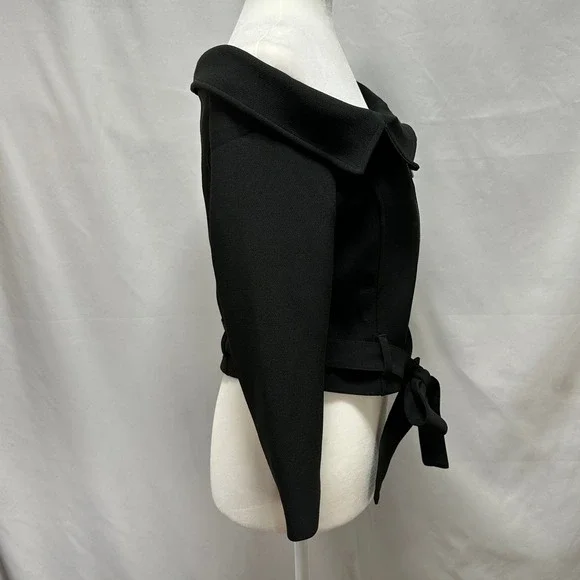 Eva Mendes New York & Company Black Off Shoulder Belted Moto Jacket Size S - Picture 9 of 10